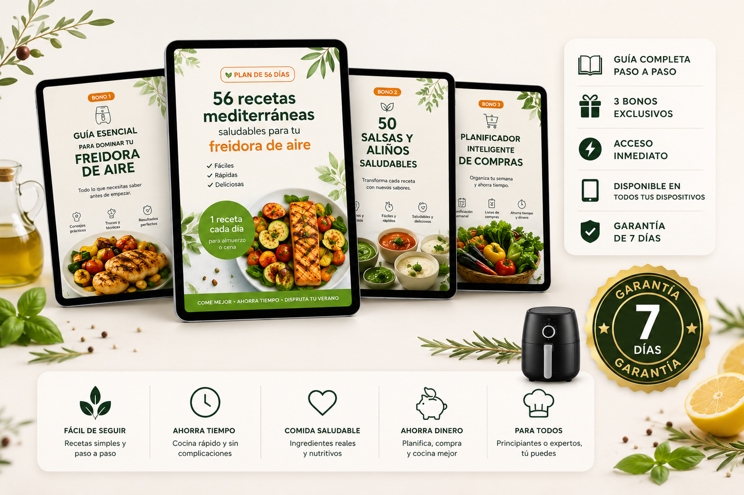 PLAN MEDITERRÁNEO™ 56 recetas saludables + 3 regalos exclusivos
